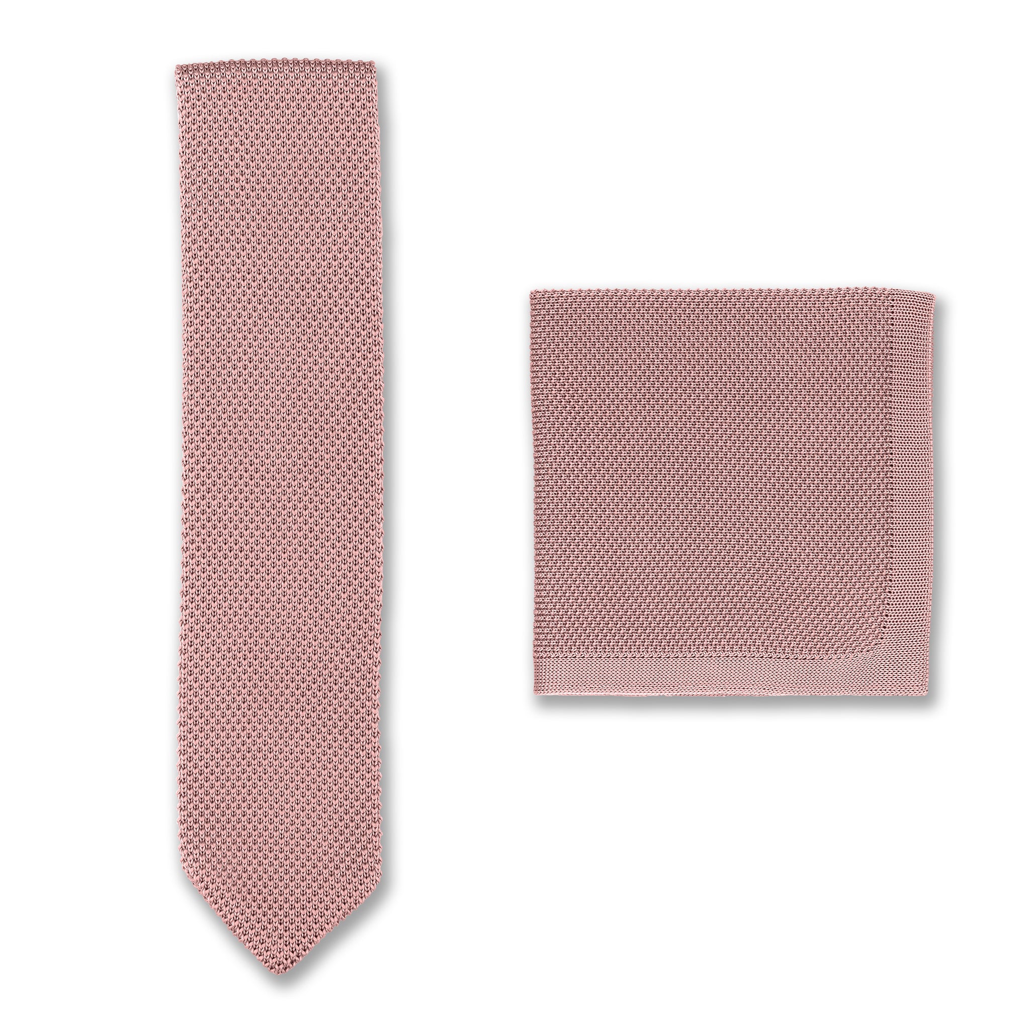 Antique rose knitted tie and pocket square set - Image 3