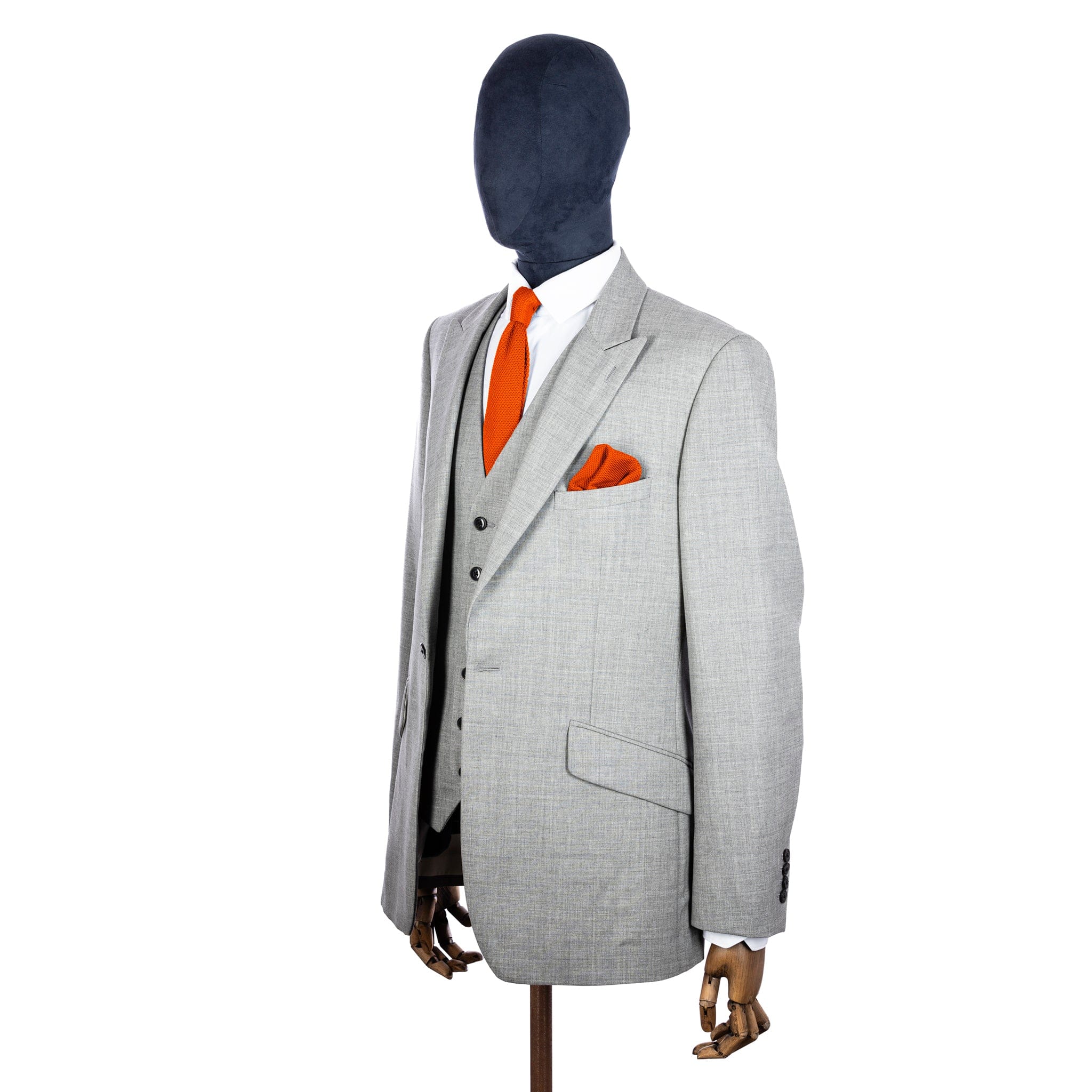 Burnt orange knitted tie and pocket square set - Image 7