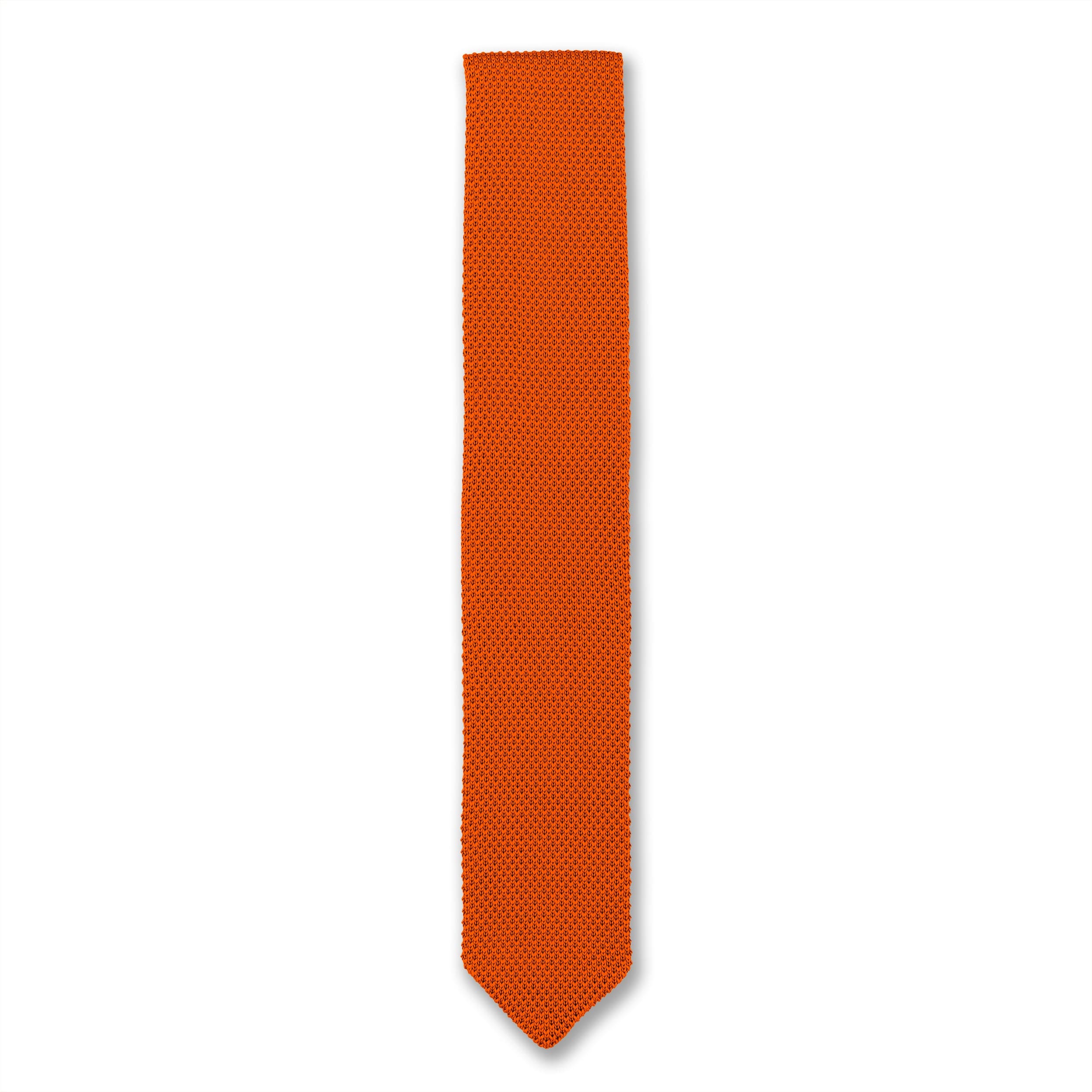 Burnt orange knitted tie and pocket square set - Image 9