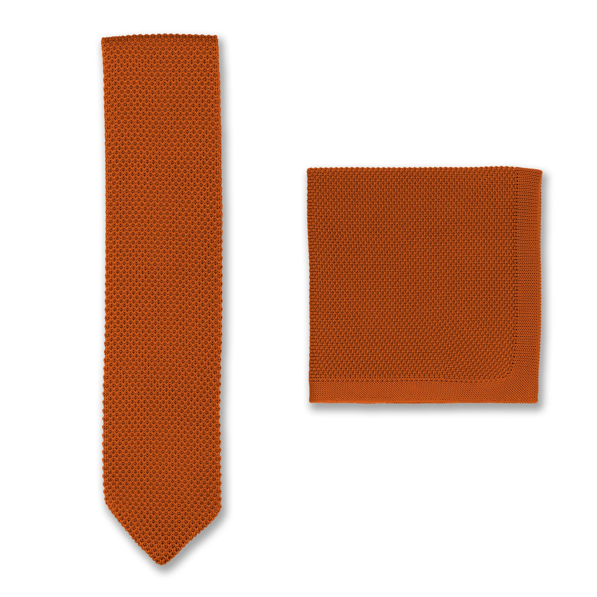 Copper knitted tie and pocket square set - Image 3