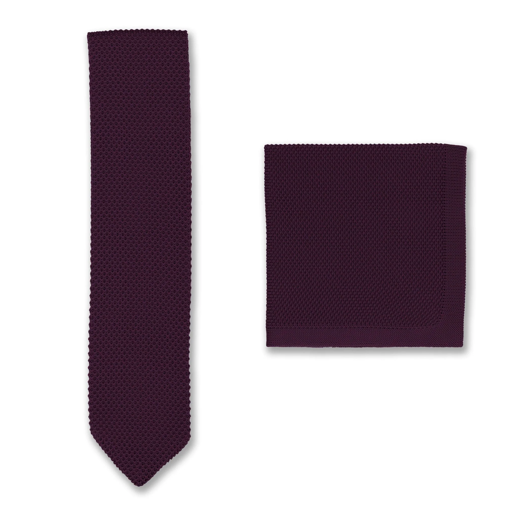 English violet knitted tie and pocket square set - Image 3