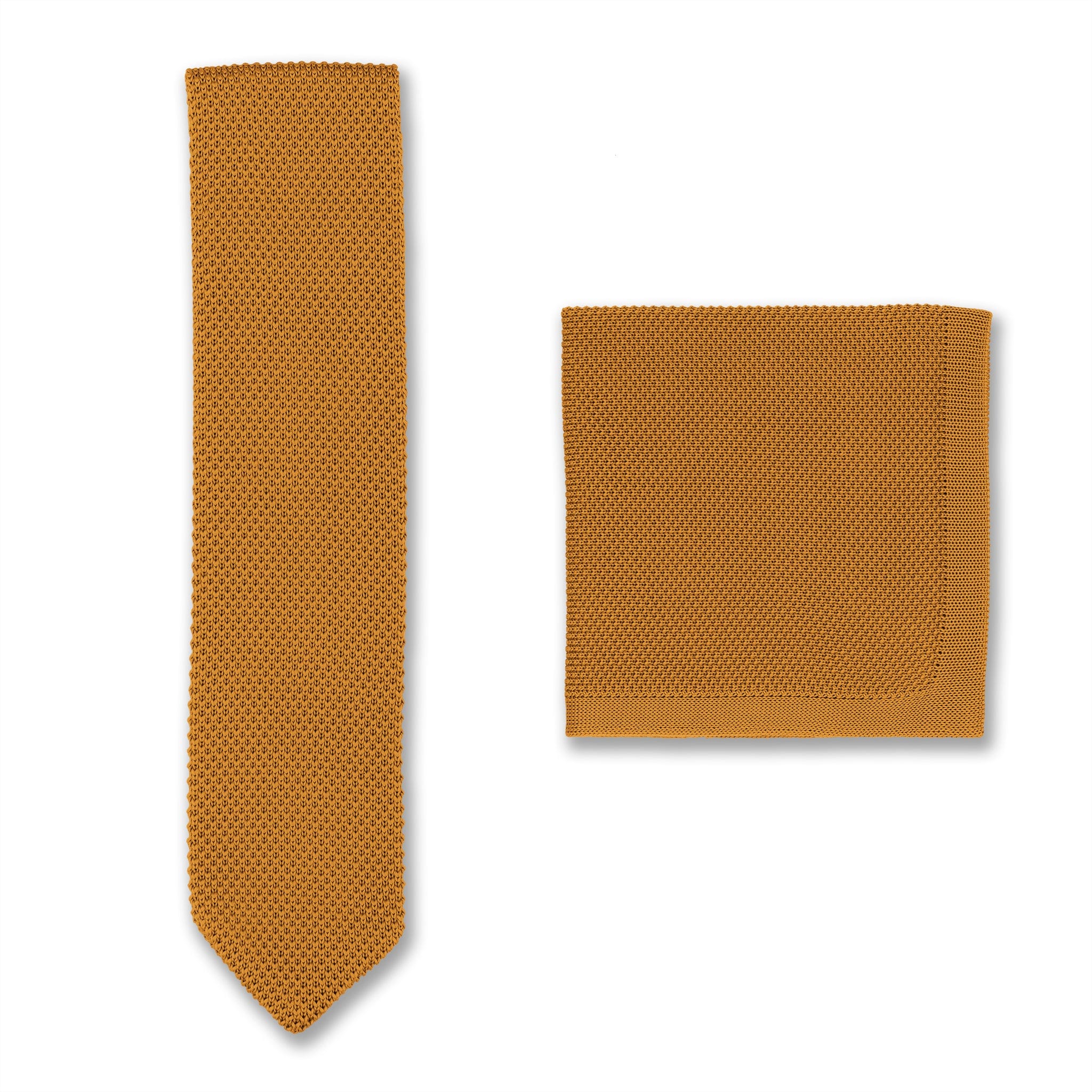 Orange ember knitted tie and pocket square set - Image 3