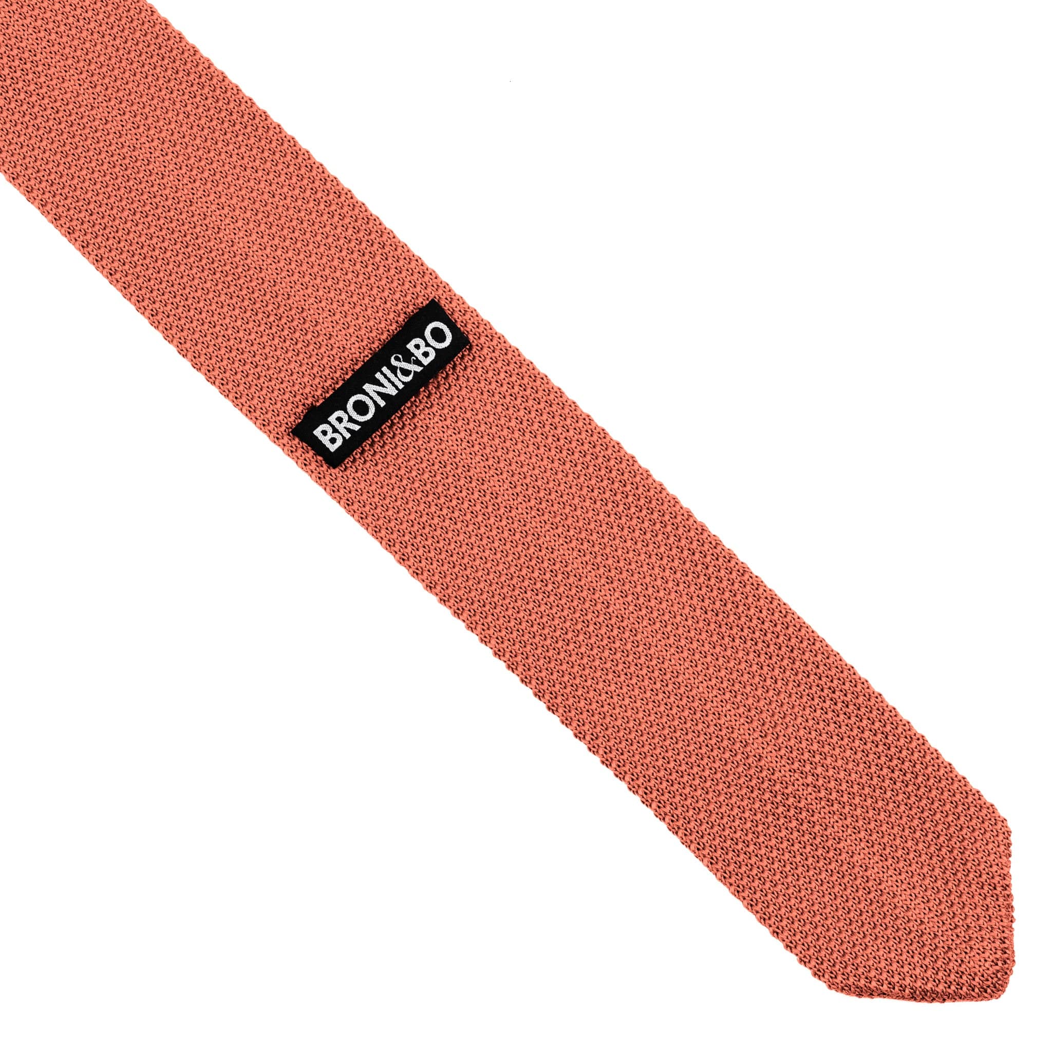 Rustic orange knitted tie and pocket square set - Image 13