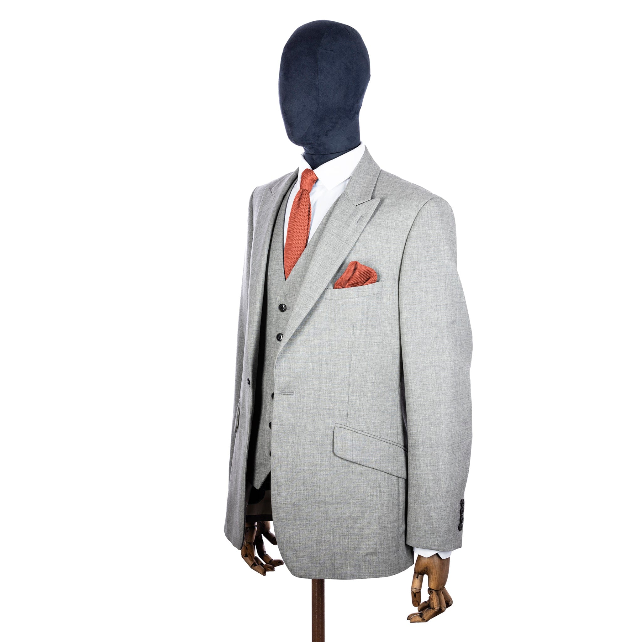 Rustic orange knitted tie and pocket square set - Image 8