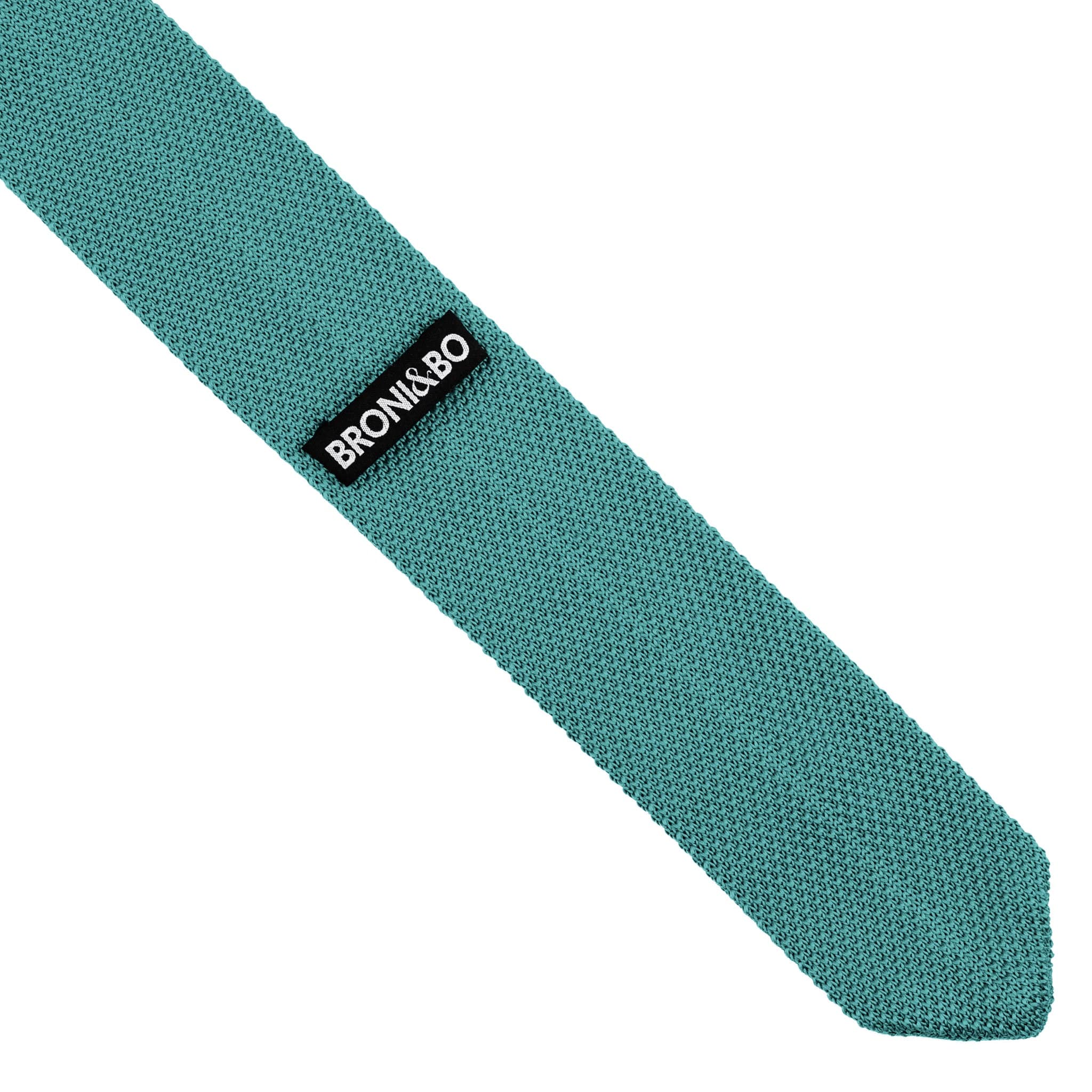 Teal knitted tie and pocket square set - Image 13