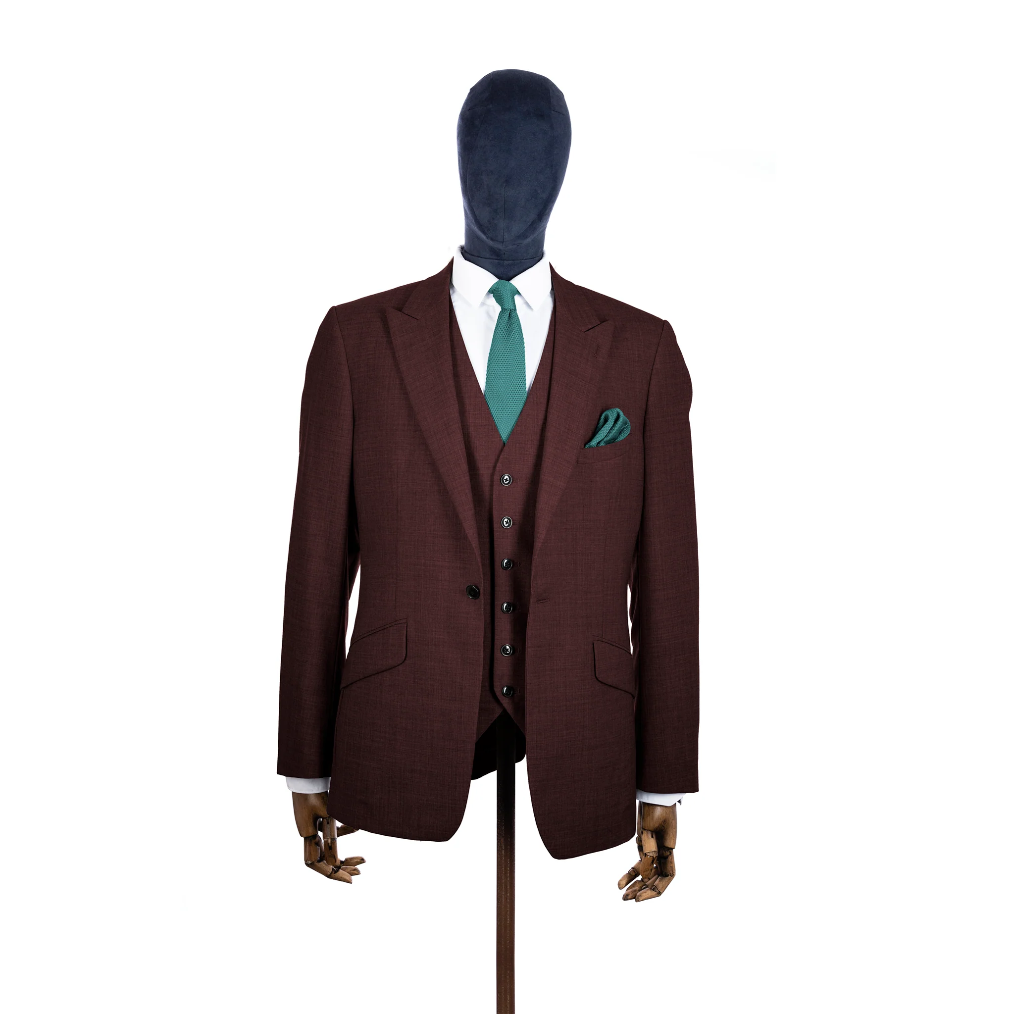 Teal knitted tie and pocket square set - Image 4
