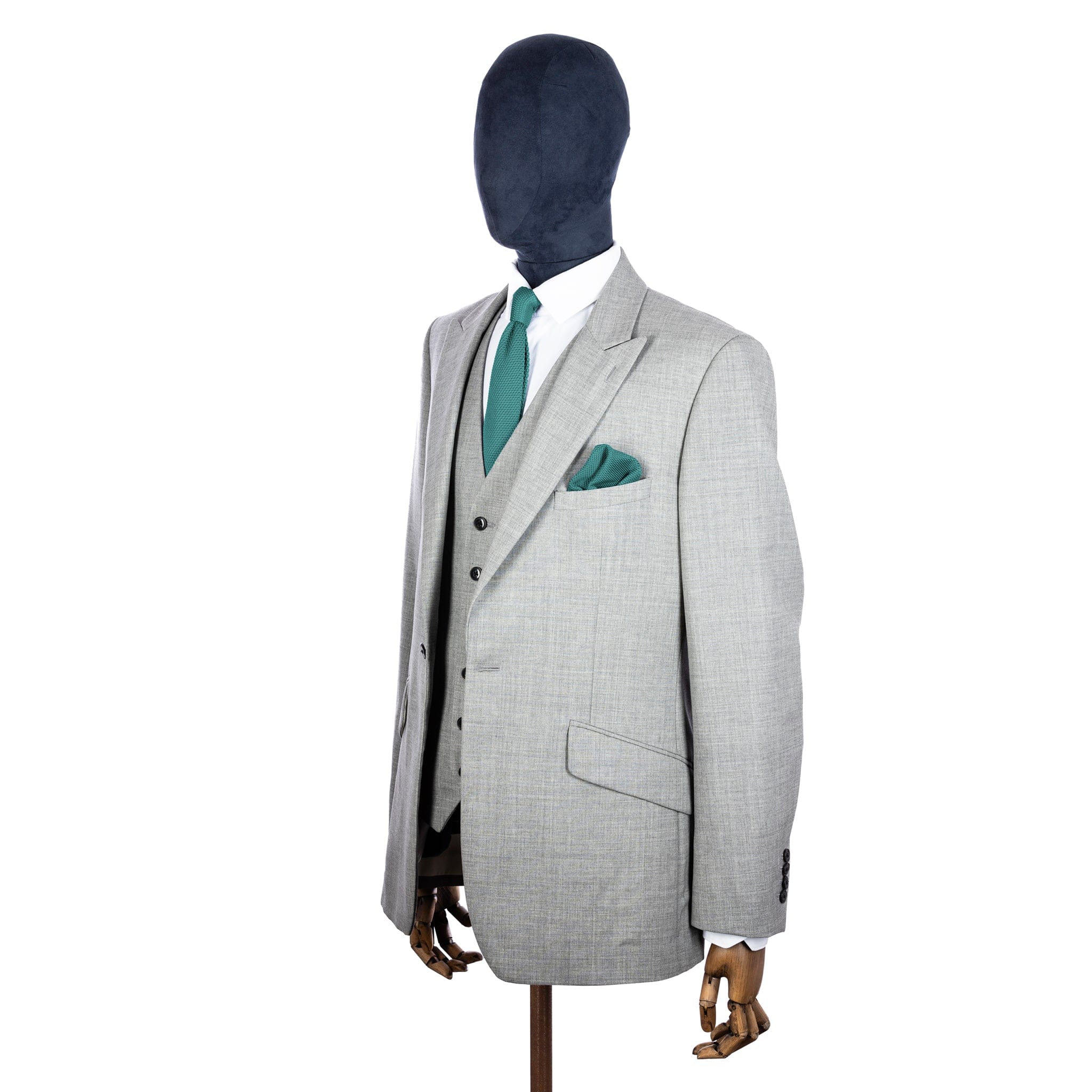 Teal knitted tie and pocket square set - Image 7