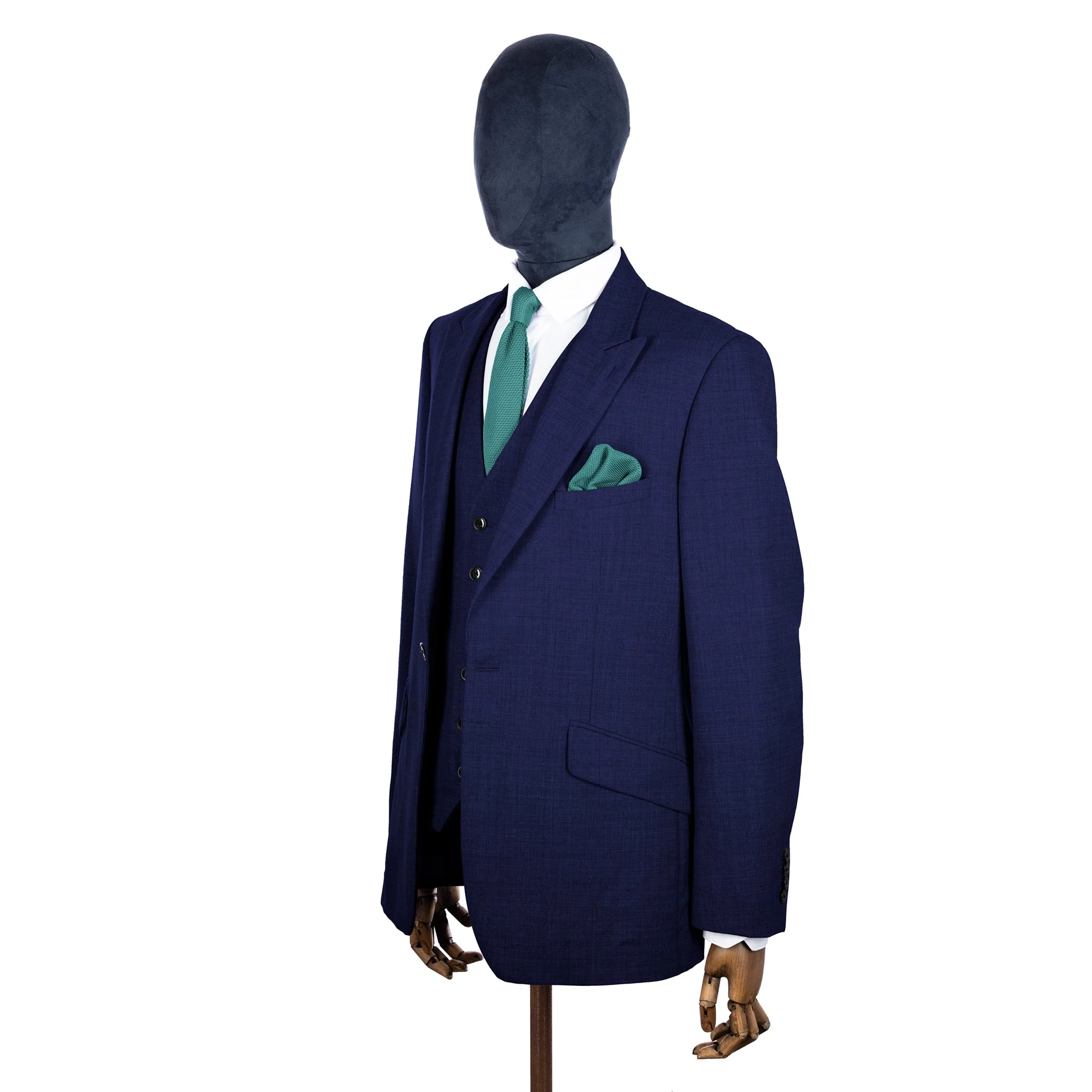 Teal knitted tie and pocket square set - Image 8