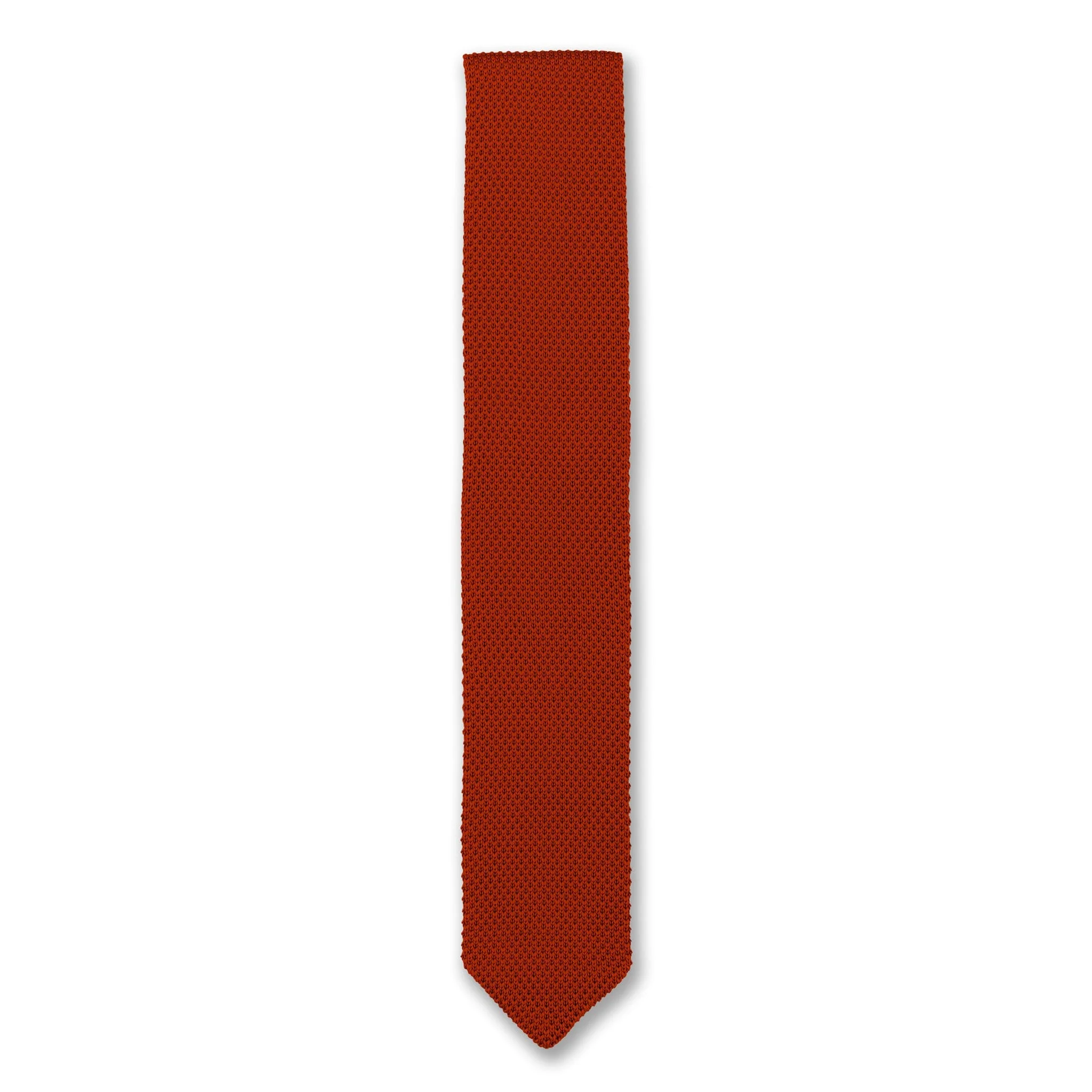 Terracotta knitted tie and pocket square set - Image 11