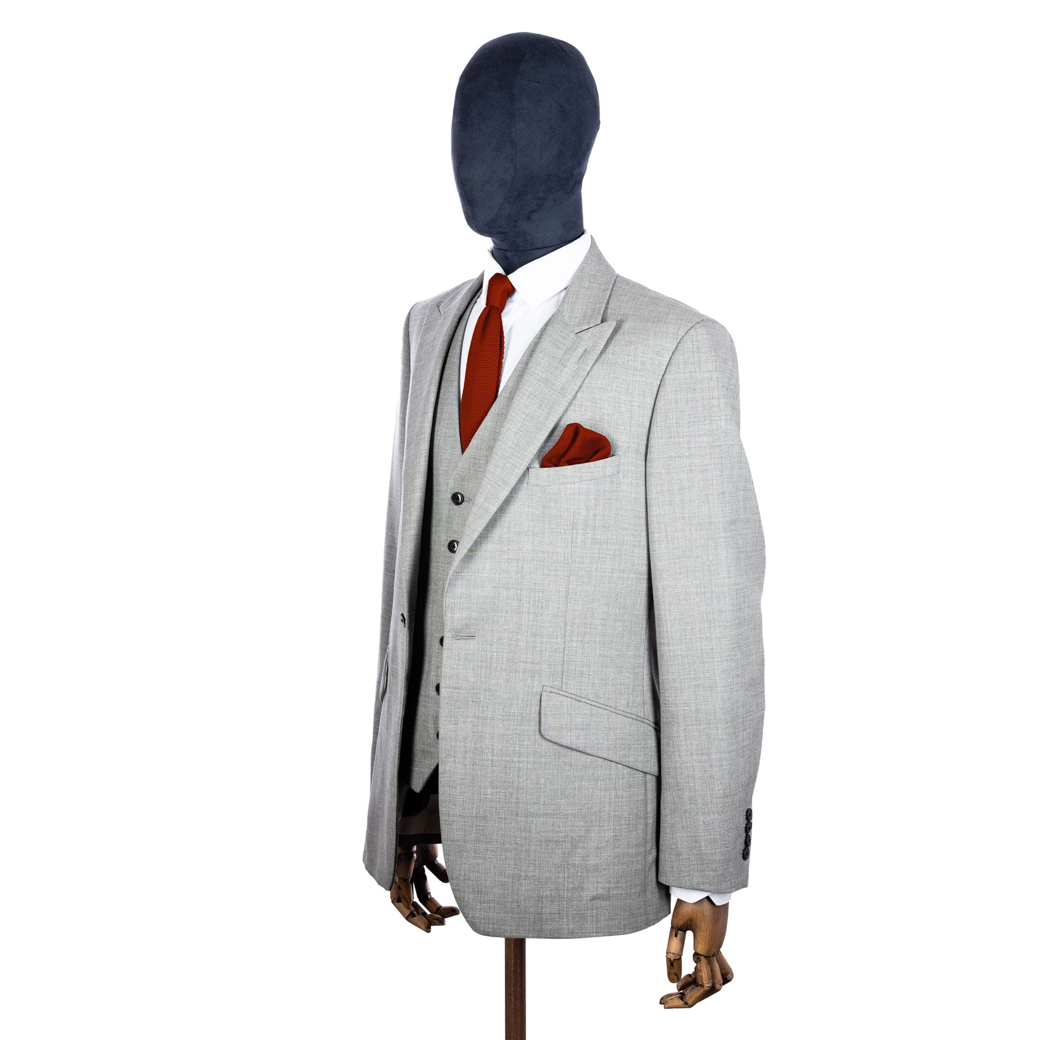 Terracotta knitted tie and pocket square set - Image 8